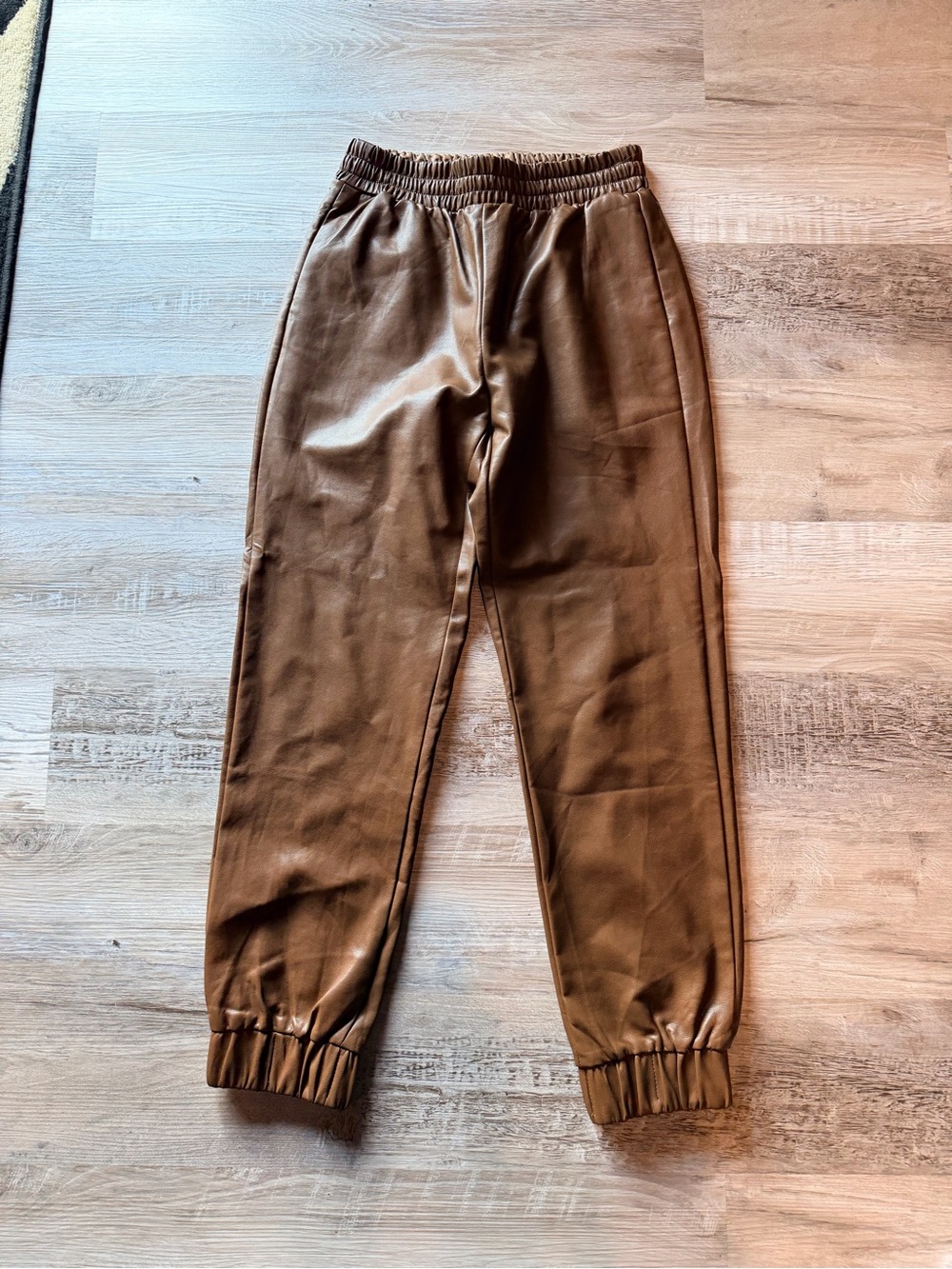 Women’s Brown Faux Leather Jogger Pants